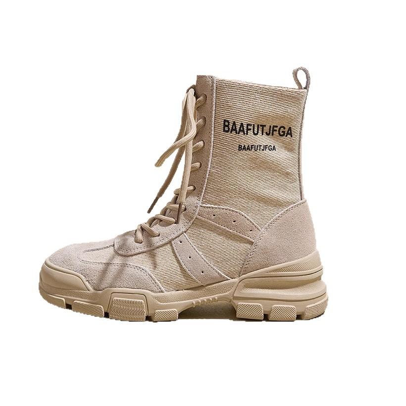 Женские ботинки Мартина для альпинизма на открытом воздухе, лето 2025, новые, на толстой подошве, нескользящие, дышащие, ботинки цвета ревеня, походные парусиновые ботинки для пустыни