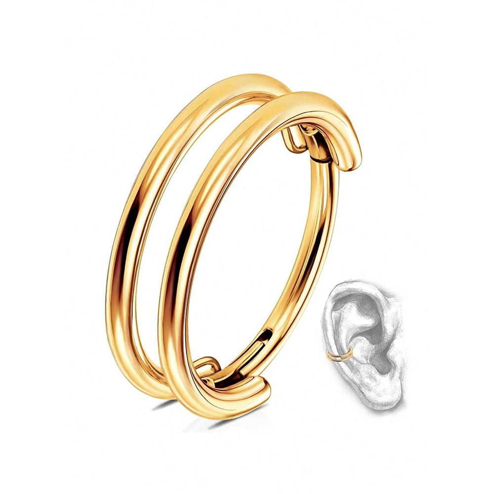 1 шт. Серьга для хряща с двойным кольцом Алмазные серьги 16G Нержавеющая сталь Гипоаллергенные кольца для носа Пирсинг хряща уха (helix, conch) Украшения