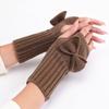 Fingerless Bow Knitted Gloves Cycling Gloves Half Finger Gloves Fashion Twists Gloves Girls