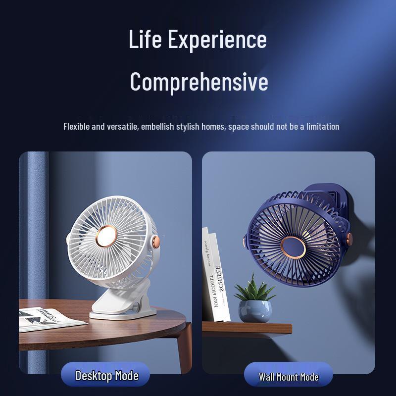 Compact Silent Clip-On Desk & Bedside Fan with Strong Wind