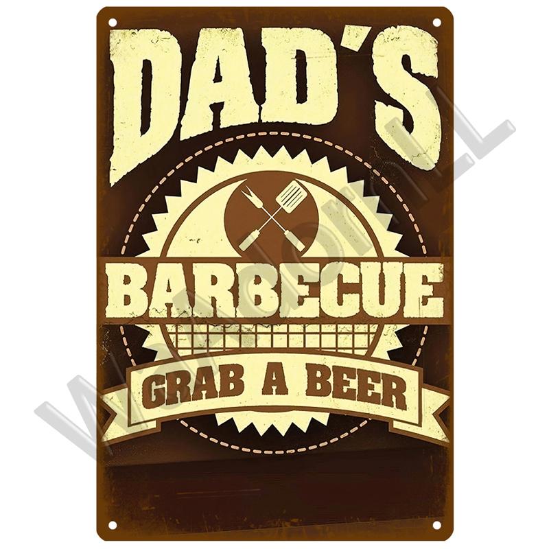 BBQ Zone  Home Decor Metal Tin Sign Vintage Dad`s BBQ Yard Outdoor Party Decoration Plate Retro Barbecue Rules Slogan Metal Sign