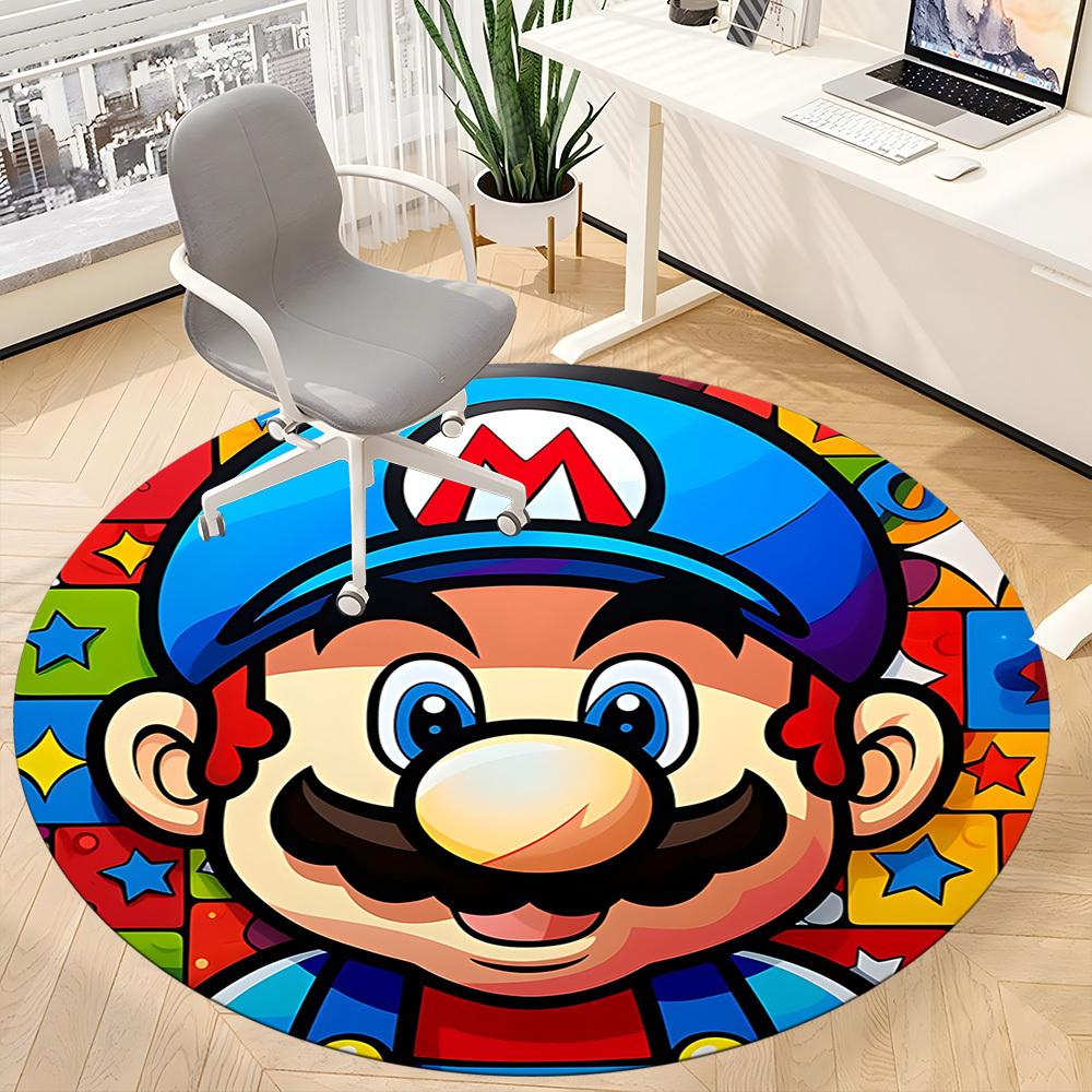1pc Mario Party Office Round Area Rug, Indoor Mat Suitable For Office, Bedroom Living Room Home Decor, Room Deco, Offic a0926211