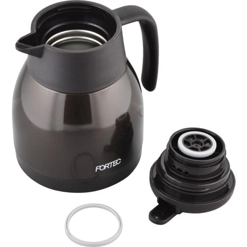 Wahei Freiz Fortec House Tabletop Pot, 1L, Brown, with Lever-Type Stopper, Vacuum Insulation, Keeps Hot and Cold, FHR-7378