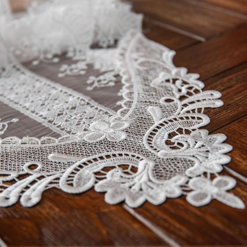 Lace Table Runner White TV Cabinet Tablecloth Wedding Table Decoration Centerpieces Modern Elegant Luxury Home Decor