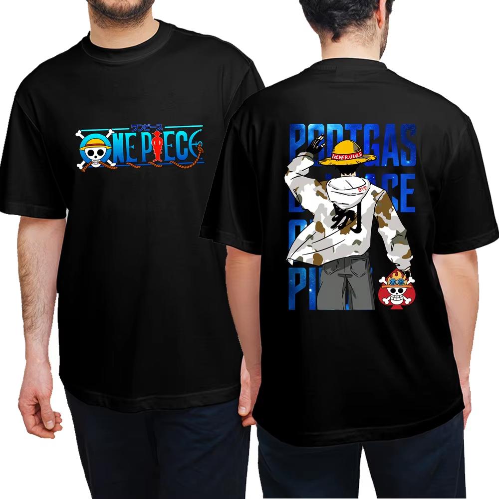 2025 ONE PIECE Анимационный крой Забавная печать Летняя мужская и женская футболка из чистого хлопка Уличная повседневная Удобная трендовая футболка