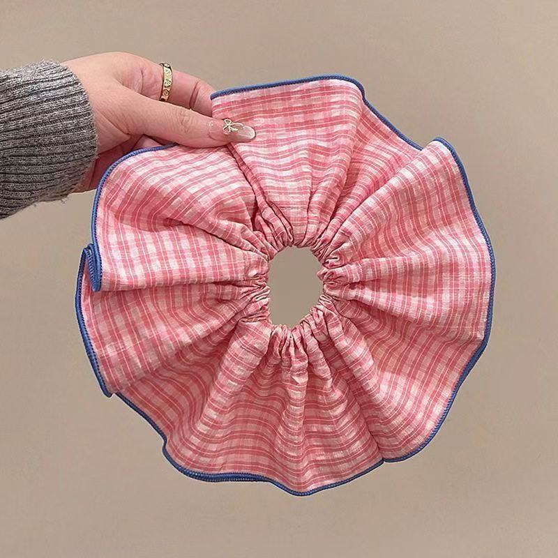 Korean Scrunchies Silk Satin Vintage Floral Hairtie for Pony Hair Band Beach Accessories Rolled Up Women and Girls Fashion Style