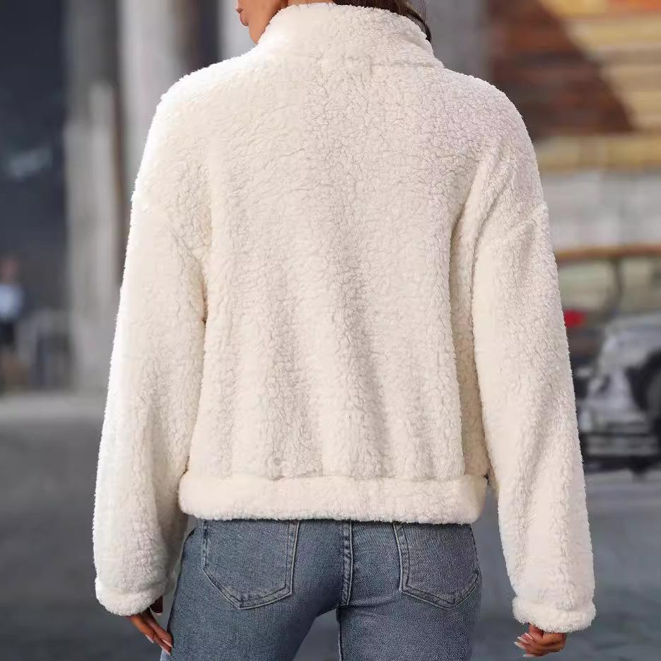 Women's Oversized Fleece Sweatshirt With Pocket Winter Sherpa Pullover Long Sleeve Quarter Zip Comfortable Fuzzy Warm Casual Outerwear Tops for Women