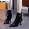 Women Suede Pointed Toe Ankle Boots Dress High Heels Shoes Brand Trend 2025 New Sexy Elegant Gladiator Party Pumps Botas Mujer
