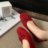 Grape Mother Studiolee Small Round Head Ballet Style Bow Soft Surface Shallow Mouth Flat Sole Shoes Women's Autumn