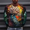 Модная повседневная мужская футболка с графическим драконом и 3D принтом, спортивная футболка, синяя, фиолетовая, оранжевая, с длинным рукавом, с круглым вырезом, одежда
