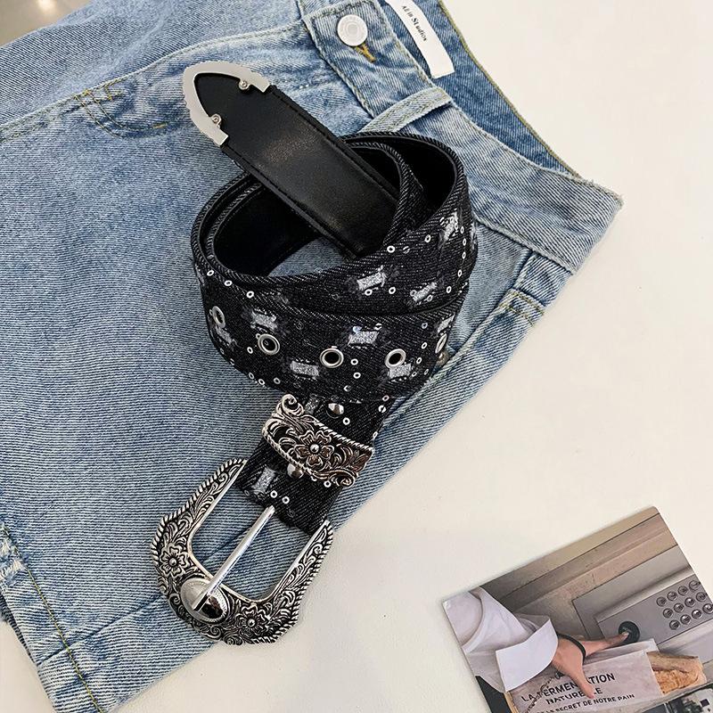 Korean Style Retro Jeans Belt Female Personality Y2K Vintage Ins Style With Jeans Belt Decoration Belt Clothing Accessories