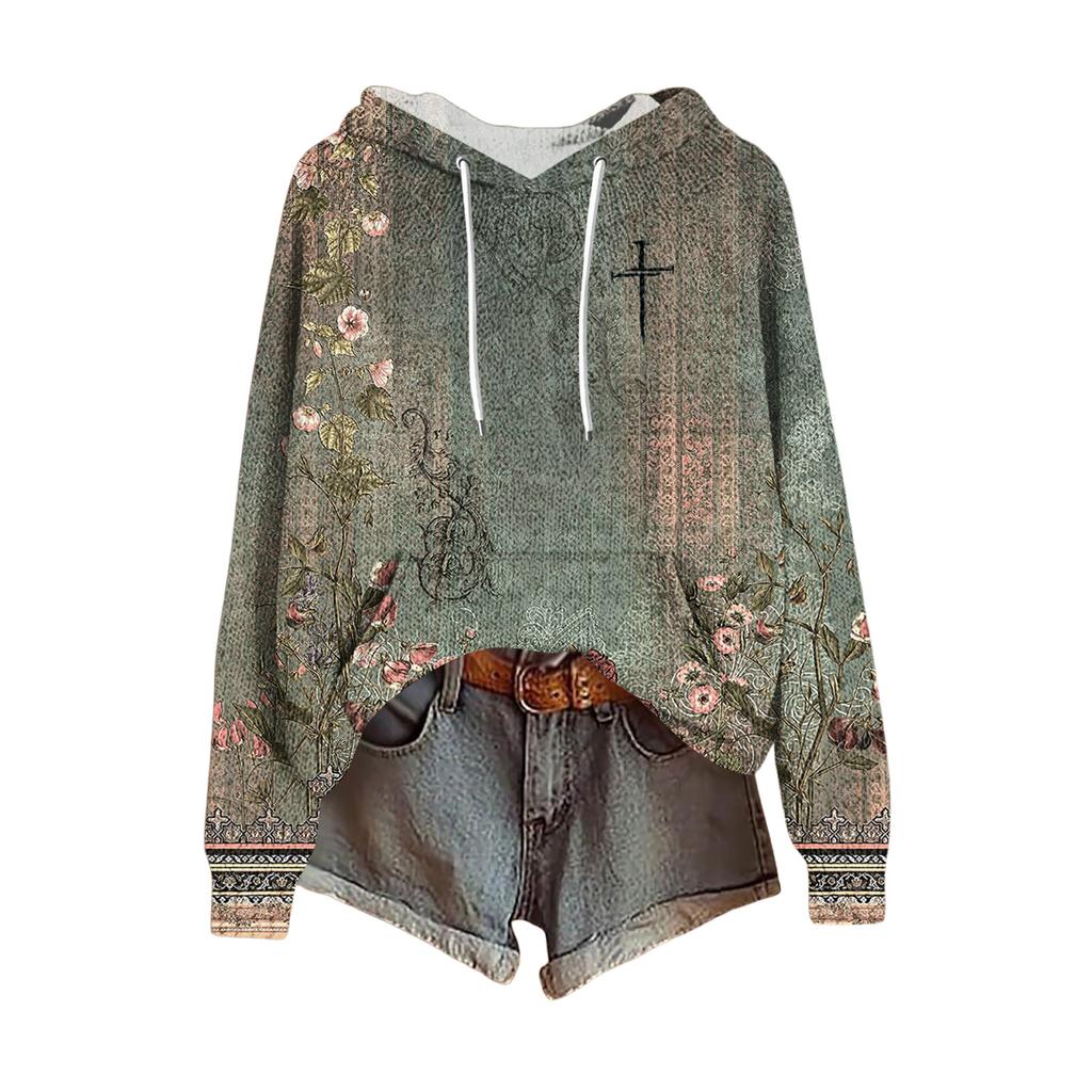 Women's Fashion Casual Long Sleeve Solid Color Hooded Sweatshirt Tops