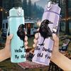 1PC Crow Coffee Hello Darkness Quote Graphic,750ml Color Plastic Sports Water Bottle,Leakproof Flip Straw Lid,Suitable for Sports Office Home Use