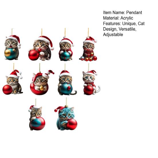 Yousheng 10 шт. Подвеска на зеркало заднего вида автомобиля 2D акриловый кошачий шарм украшение на рождественскую елку аксессуар для интерьера автомобиля