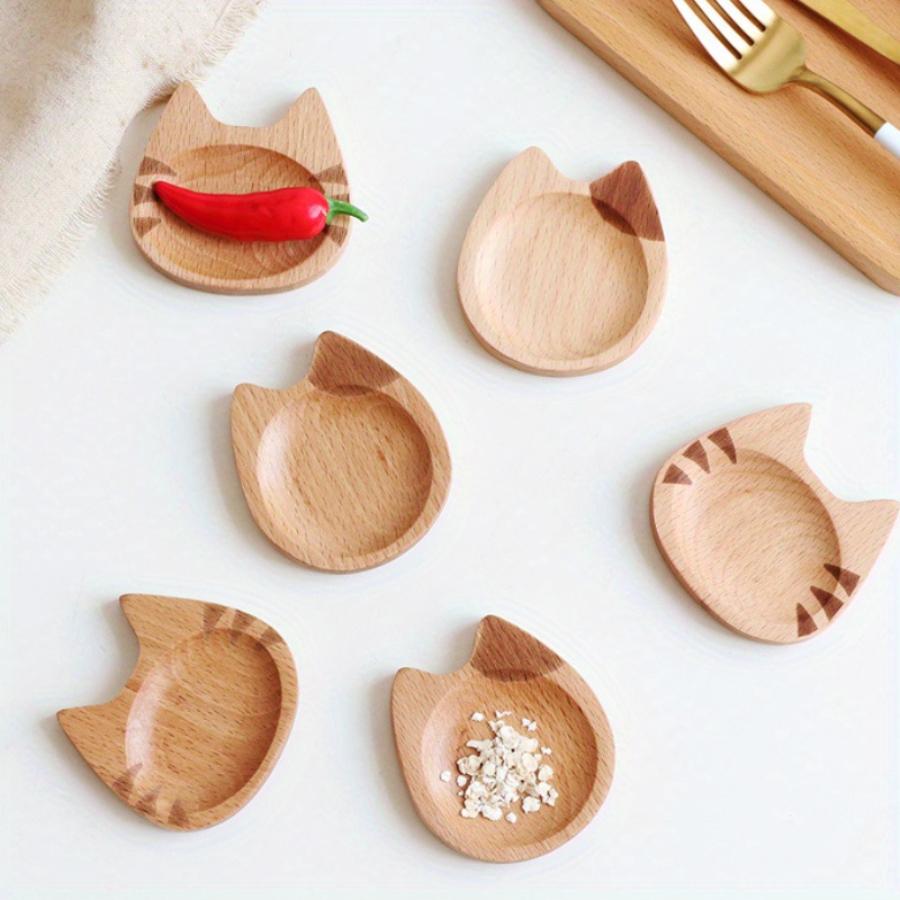 1 шт. Милая тарелка для приправы в виде кота, блюдо для соуса для пельменей, японский вкус, бук, мультяшная древесина, креативная домашняя кухня, предметы первой необходимости