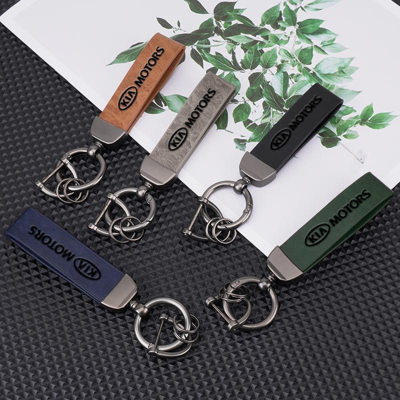 Leather Anti-Loss Car Keychain Badge Gifts Keyring Pendant For KIA Ceed Sportage Rio Proceed K5 Optima Sedona Forte Cerato Venga dmzu30