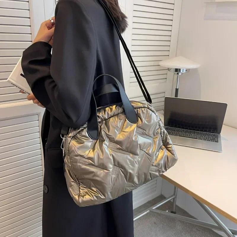 Женские зимние сумки через плечо, просторные, с хлопковой подкладкой, стеганые, большие, модные, через плечо