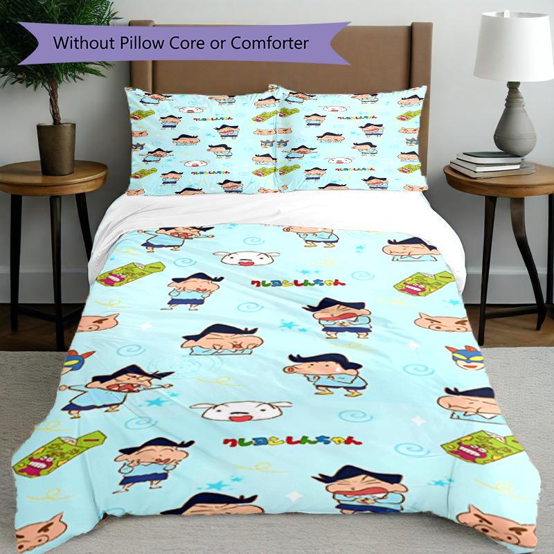 3pcs Duvet Cover Set (1*Duvet Cover + 2*Pillowcase, Without Core), Cartoon comics Print Bedding Set, Bedroom Decor, All‑Season, Birthday Gift