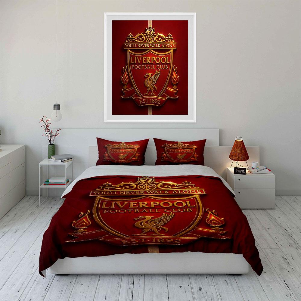 Liverpool Football Club Set Bedding Duvet Cover Set Duvet Cover Pillowcases (1 * Duvet Cover 2 * Pillowcases, without duvet insert)