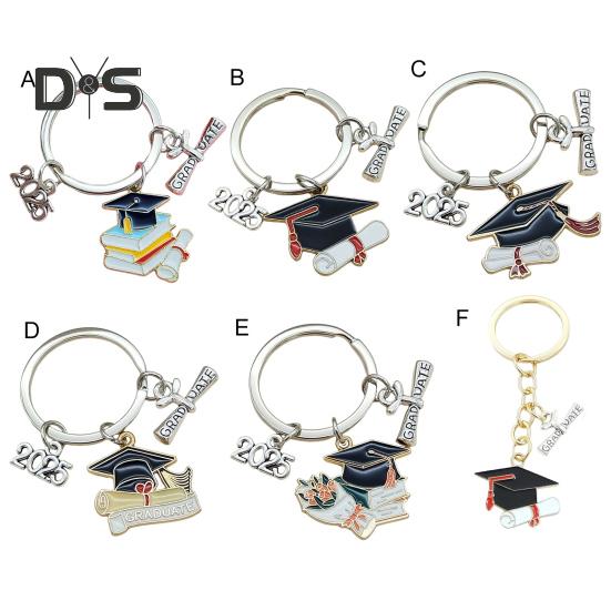 Брелок для ключей в виде выпускной шапки, прочный металлический, класс 2025 года, выпускной бакалавр, шляпа, брелок, держатель, сумка, рюкзак, подвесное украшение