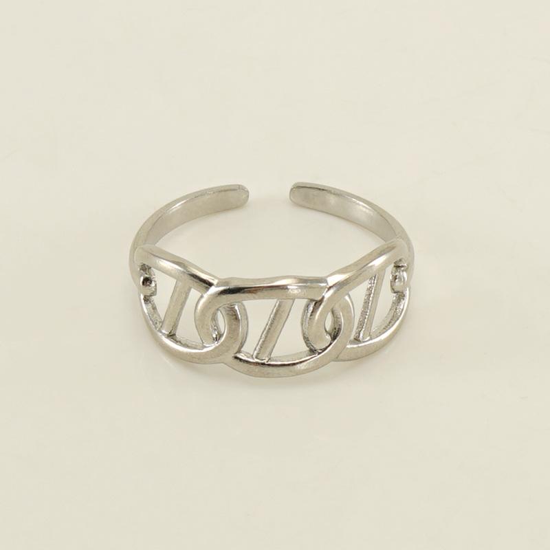 Новое модное кольцо из титановой стали с полым дизайном, нишевое простое женское трендовое открывающееся регулируемое кольцо