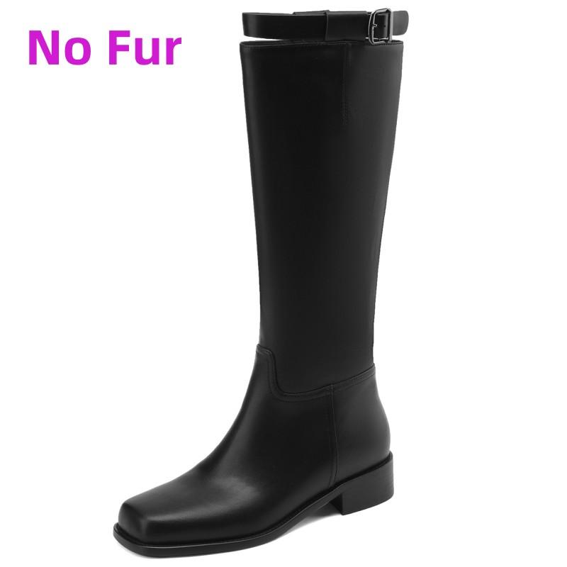 INS Сапоги до колена из натуральной кожи для женщин 2025 Новые тренды Осень Зима Длинная обувь Женские Западные ботинки челси Большой размер