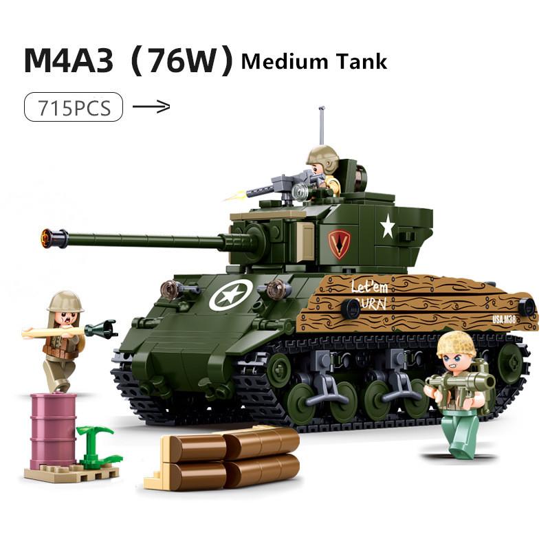 Армия 715 деталей Шерман M4A3 76W Средний Танк Модель Строительные Блоки МБТ Военный DIY Креативные Образовательные Детские Игрушки Рождественские Подарки