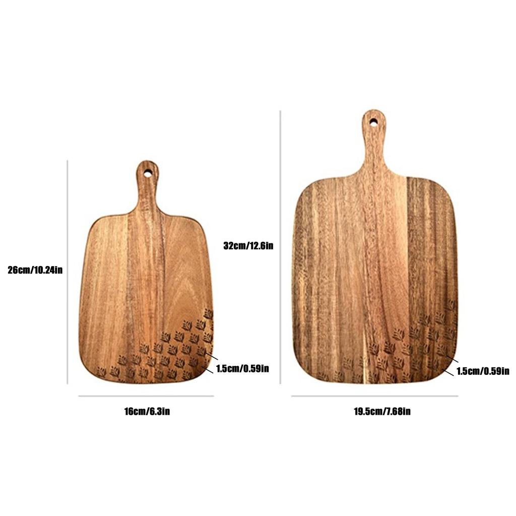 Acacia Wood Board, Wooden Cooked Food Board with Handle, Paddle, Cheese Board, Service Board for Kitchen Meat, Pizza, Cheese