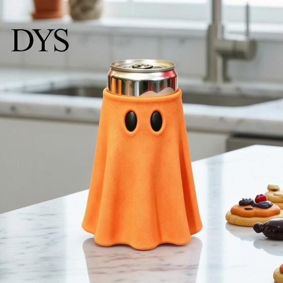 Insulated Jar Jacket Halloween Ghost Can Holder, Universal Beverage Cooler Sleeve, Cute Shaped Seasonal Drinkware Drink Holder for Standard Slim Tall
