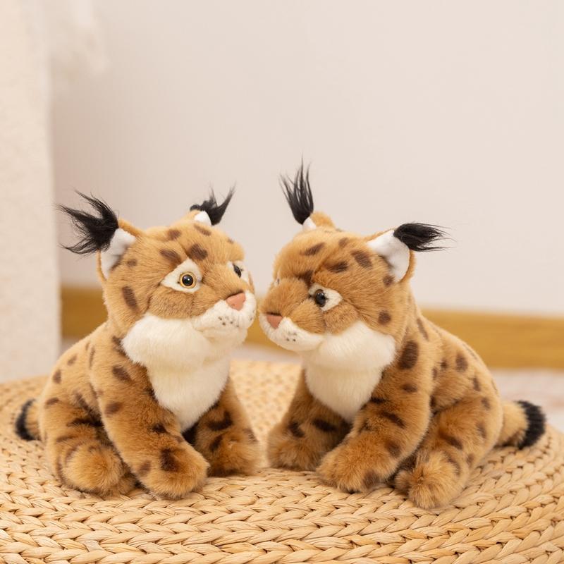 2030Cm Simulation Wild Animal Lynx Plush Toy Stuffed Sitting Spotted Brown Plushie Appeasing Gift
