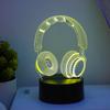 Наушники 3D визуальный ночник, USB 7-цветный сенсорный, подходит для игровой комнаты, спальни, декоративное освещение, подарочный светильник