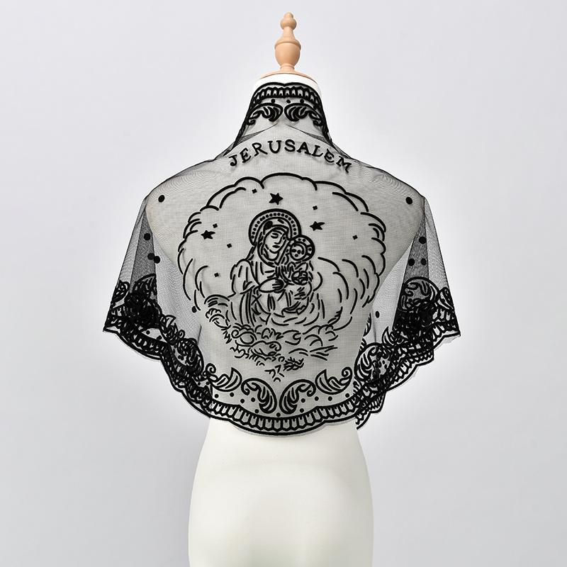 Элегантный треугольный платок Мадонны из полиэстера, сплошной мусульманский женский хиджаб, женский кружевной шарф, исламские шали в церковной молитвенной шаль