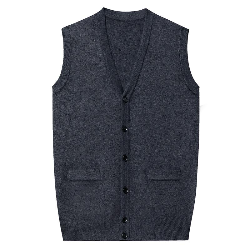 Thick Knit V-Neck Cardigan Vest for Men - Autumn/Winter Warm Sleeveless Sweater