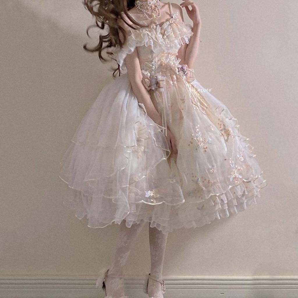 Summer Women Dress Sweet Dress Lolita Dress Embroidered Gorgeous Dress