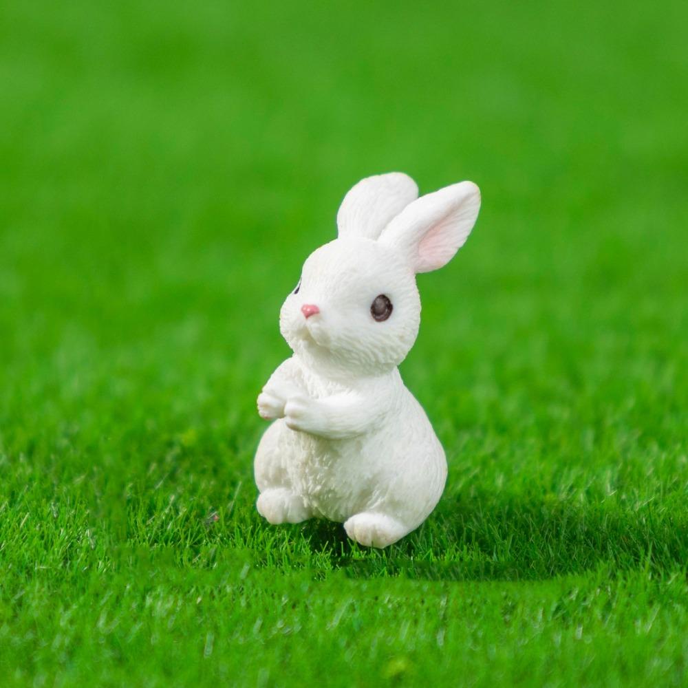 Миниатюрные безделушки в виде пасхальных яиц, смола, мультяшная статуэтка кролика, мини-фигурка пасхального кролика, подарок