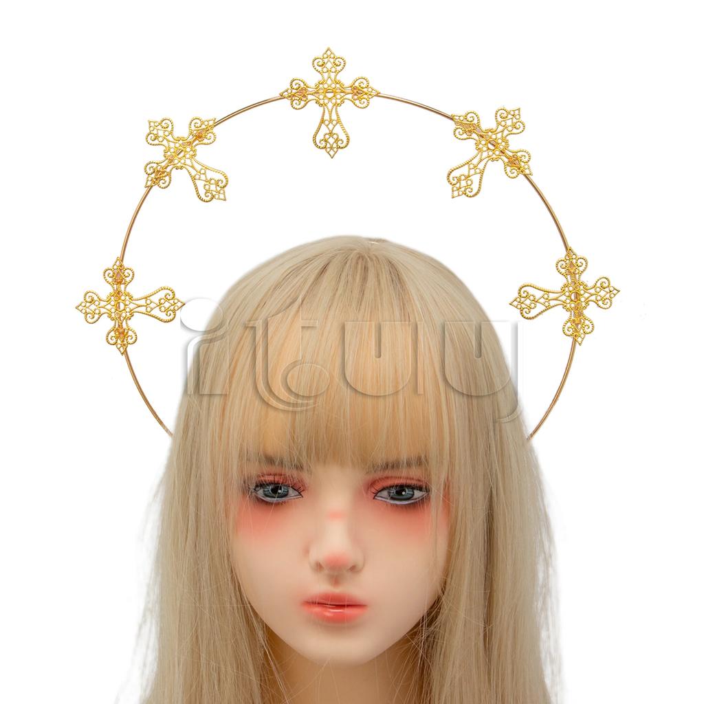 Halo Crown Headpiece Gothic Lolita KC Headdress Angel Feather Wings Halo Goddess Headband Headdress Accessories