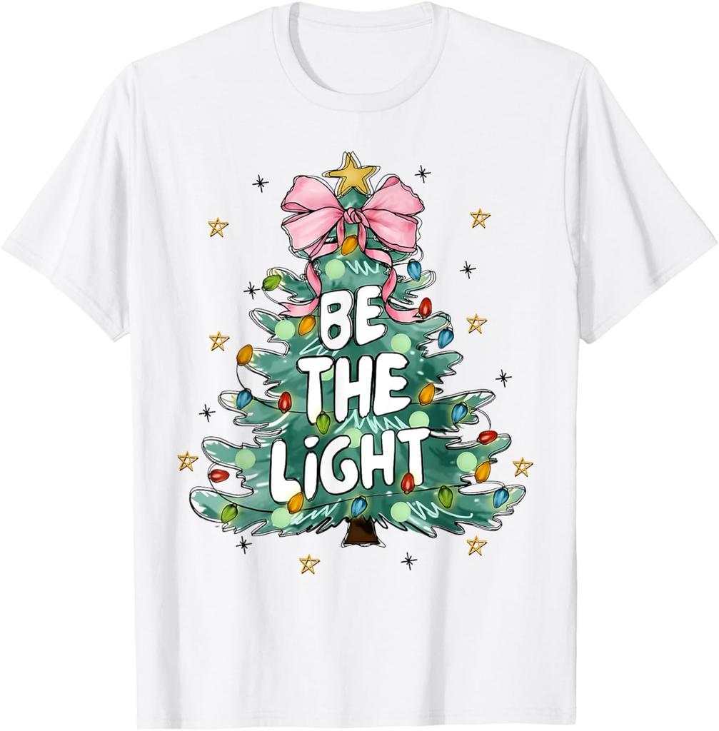Christian Be The Light Christmas Tree Bible Verse Christians T-Shirt