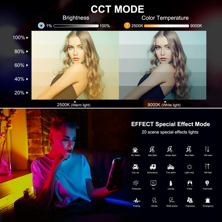 PULUZ 17 см фото ручной полноцветный RGB палочный светильник магнитный светодиодный заполняющий свет