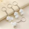 Cute Flocking Puppy Keychain Cartoon 3D Little White Dog Pendant Earphone Case Charm Backpack Bag Decor Car Keyring