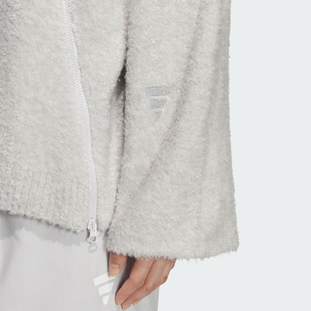 adidas FOS FW25 Вязаный трикотаж в стиле будущего Однотонный Свободный крой Худи с длинным рукавом Женский свитер Светло-серый KC5782