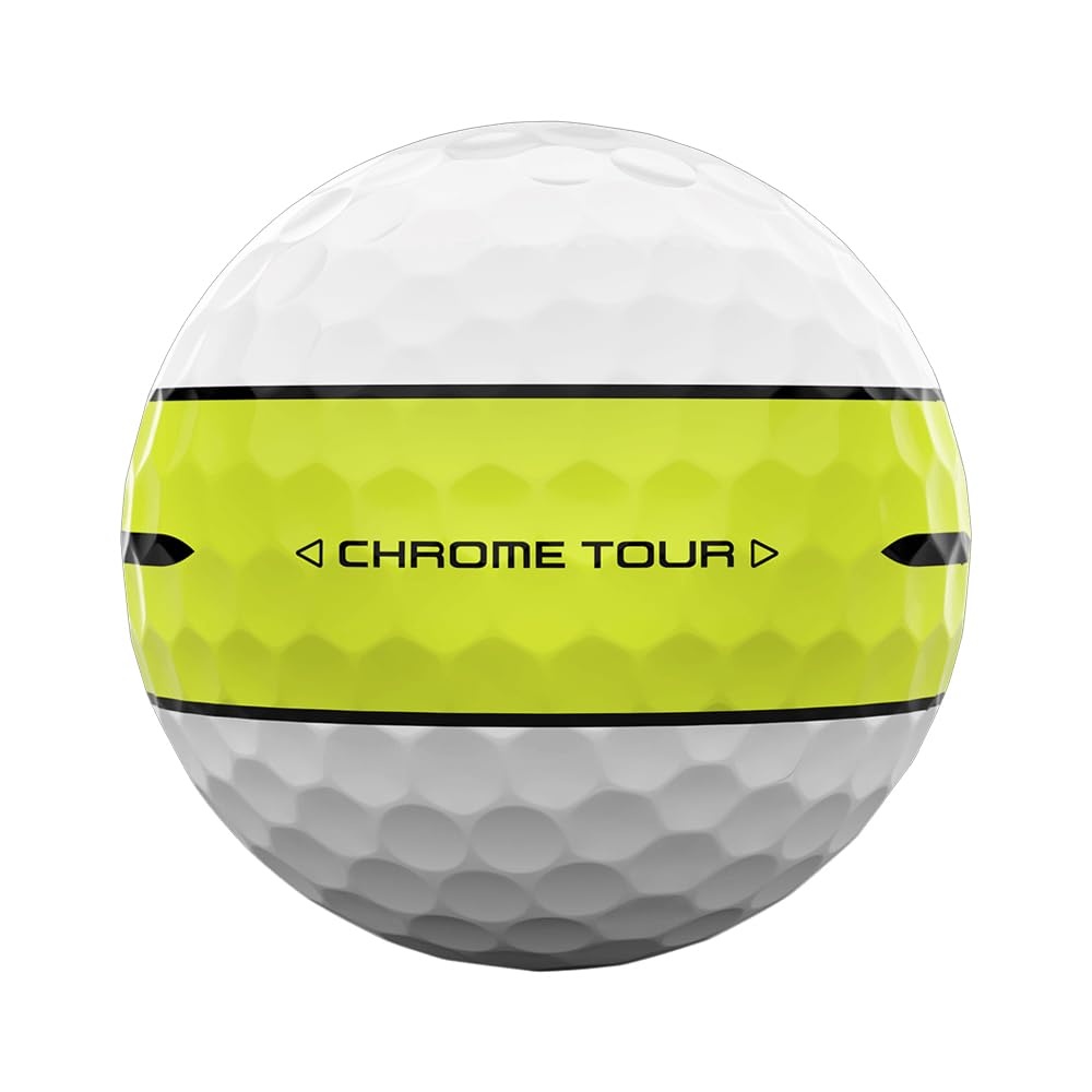 Callaway Мячи для гольфа Chrome Tour 24 360 с желтой полосой, 4-компонентная конструкция, 360° желтая полоса и белый