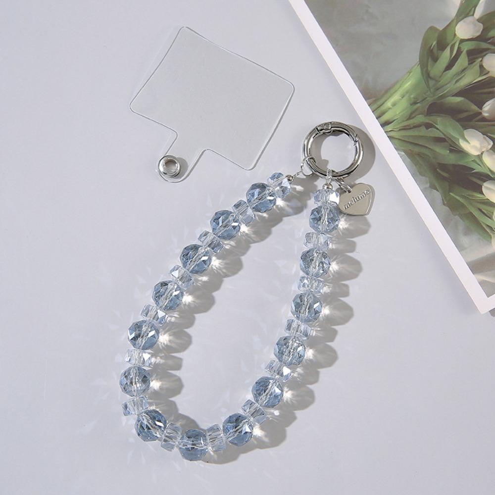 Detachable Crystal Bead Keychain Transparent Wrist Crystal Chain for Women Girls