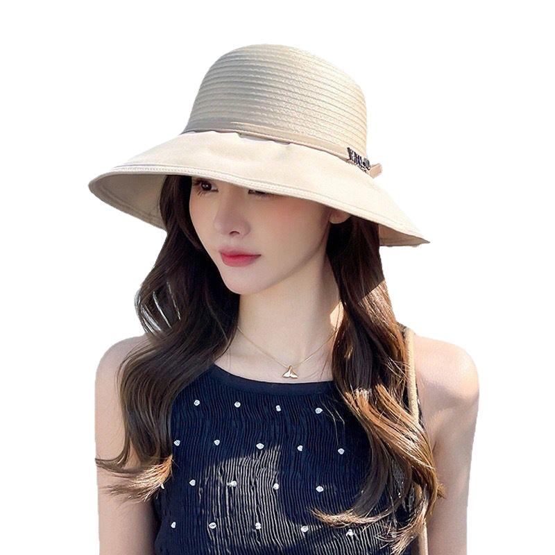 New summer outdoor beach face covering sun hat women big brim bow sunshade sunscreen bucket hat going out