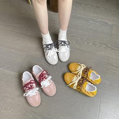 Новые весенне-летние мягкие подошвы, комбинированные цвета «мандариновая утка», двойные шнурки, балетки, универсальные повседневные кеды, женская обувь