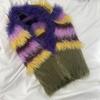 Радужная плетеная мохеровая балаклава, шарф, интегрированная осенне-зимняя теплая защита ушей, длинные пушистые шапки для мужчин и женщин