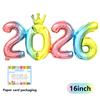 Разноцветные шары-цифры 2026 16 дюймов фольгированные шары-короны Новый год Рождество Выпускной Вечеринка по случаю дня рождения Украшение