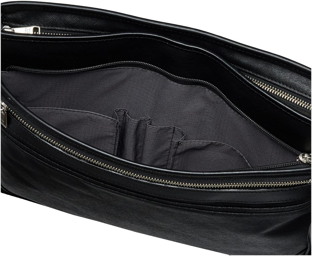 Ultima Tokyo Silvio Men's Sacoche Shoulder Bag, Cotton Canvas and Cowhide Leather, Water-Repellent, No. 59644, Black, H25 x W34 x D6cm