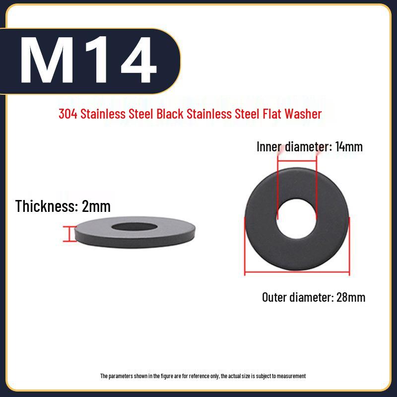 Игу Игу Нержавеющая сталь Черная прокладка Шайба M3M4 Плоская шайба для винтов