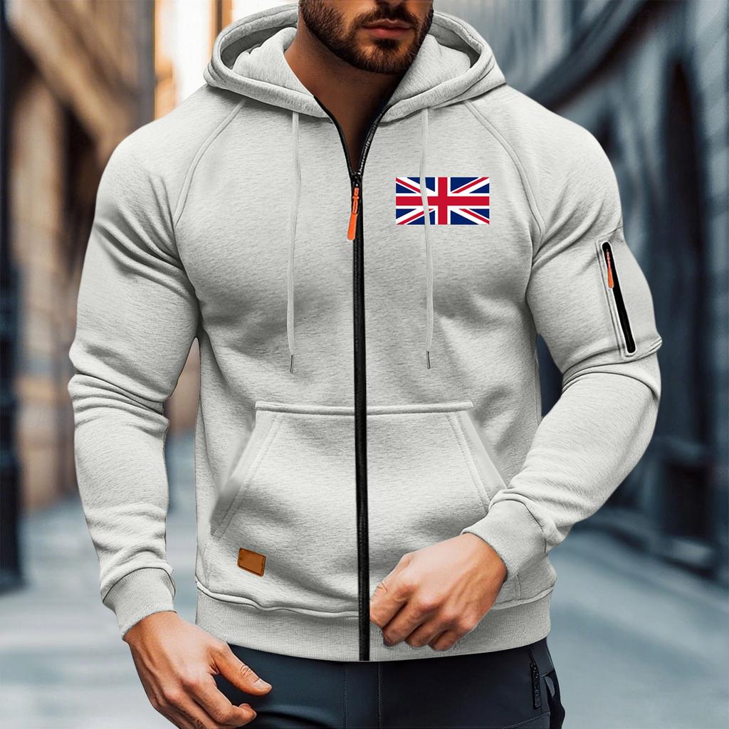 Мужской Повседневный Длинный рукав Молния Капюшон Худи Пальто Капюшон