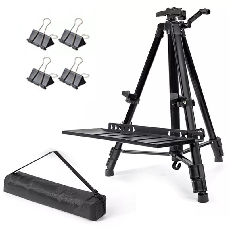 1Set Artist Easel Stability Art Board Clips Adjustable Black DIY Easel Tray Aluminum Alloy